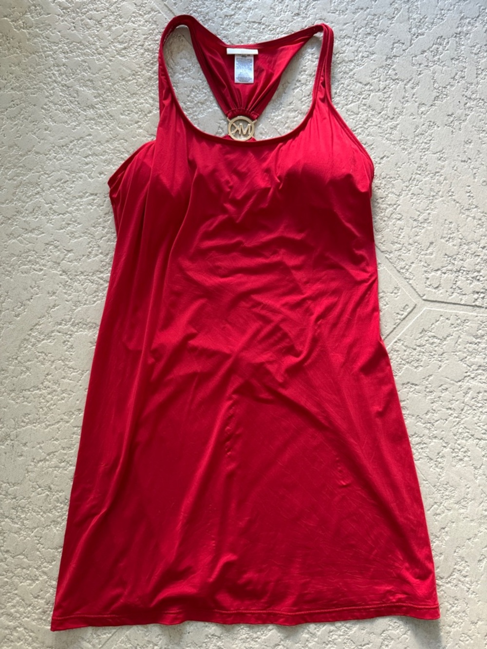 Michael Kors Red Stretch Racerback Top with Gold Logo Tag